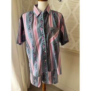 Cotton Express Matching Shorts Set 80s 90s Retro High Waisted Floral Cottagecore